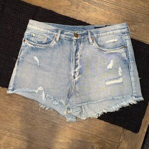 BLANK NYC High Waist Distressed Cut Off Denim Shorts 100% Cotton Size 31